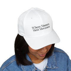 Where Manners Meet Movement Golf Cap (White)