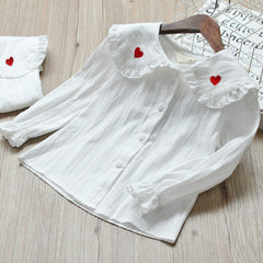 US Stock Toddler Girls’ Long Sleeve Tops Button Down White Shirts Blouse Top
