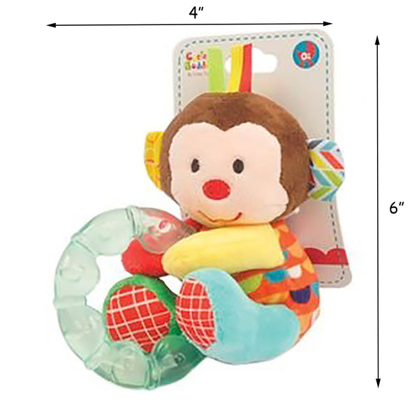Monkey Plush Rattle with Teether – MamaMoor