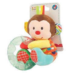 Monkey Plush Rattle with Teether